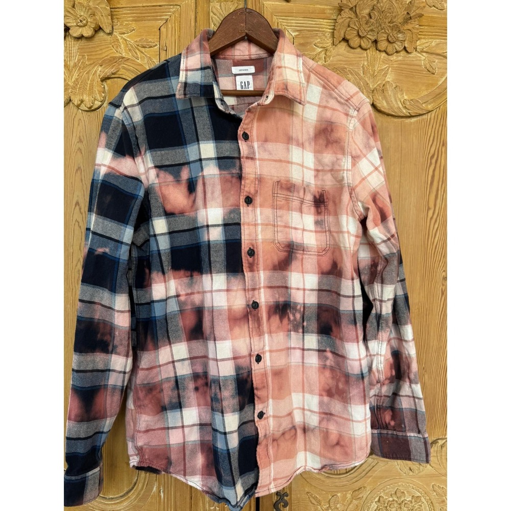 Upcycled Patchwork Flannel Shirt Large | Love Heals Lamb Folk Art - Picture 4 of 7